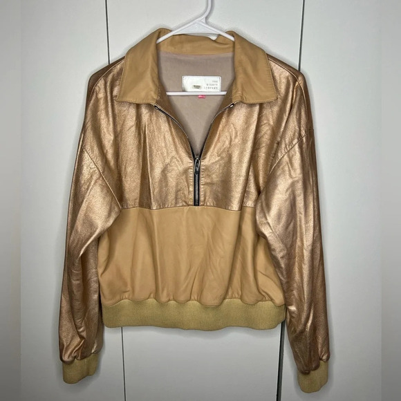 THE MIGHTY COMPANY METALLIC GOLD KINGS PULLOVER- XL LAMB LEATHER MSRP $695 - Picture 3 of 11